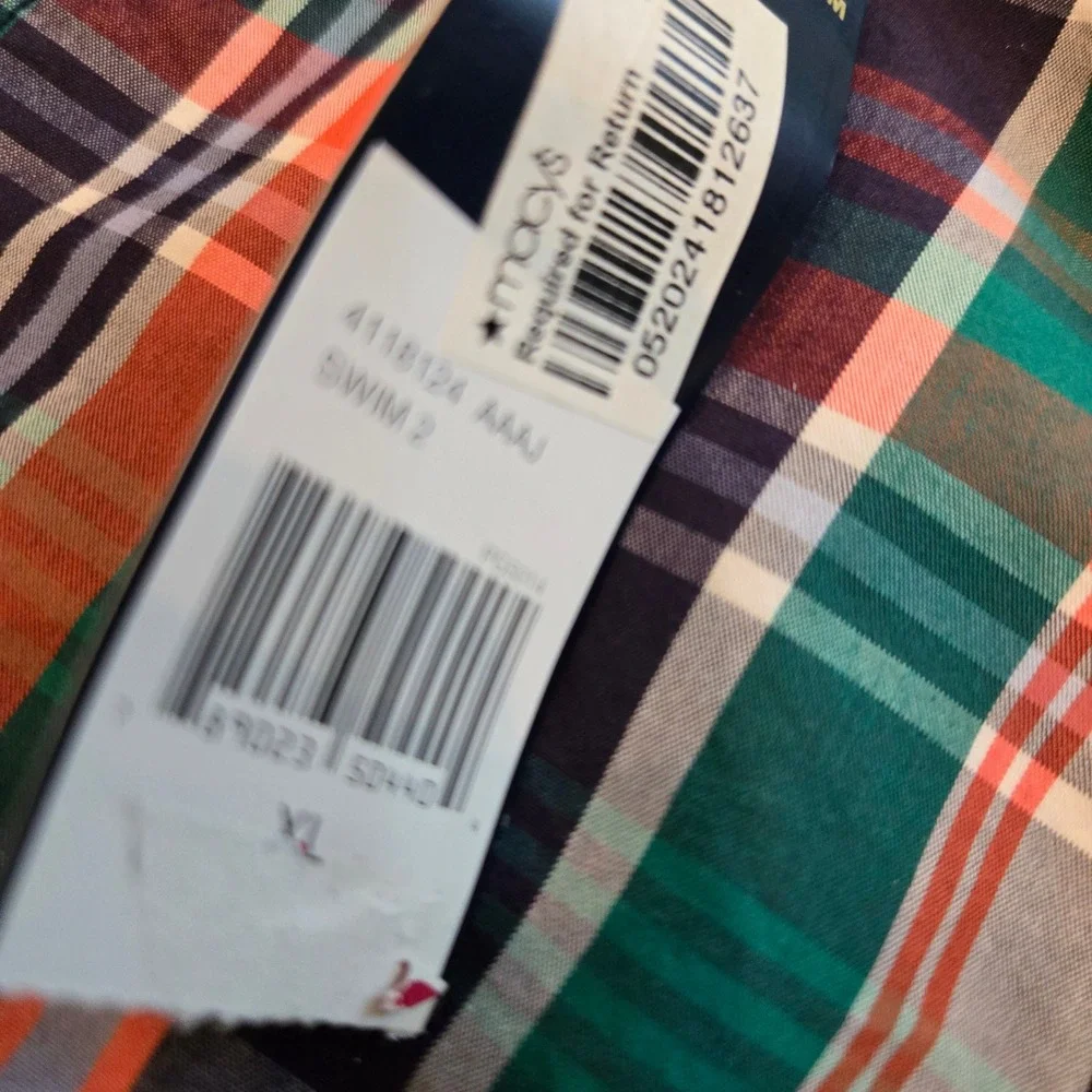 Polo Ralph Lauren Swim Trunks Mens XL Colorful Plaid Drawstring Mesh Lined NEW